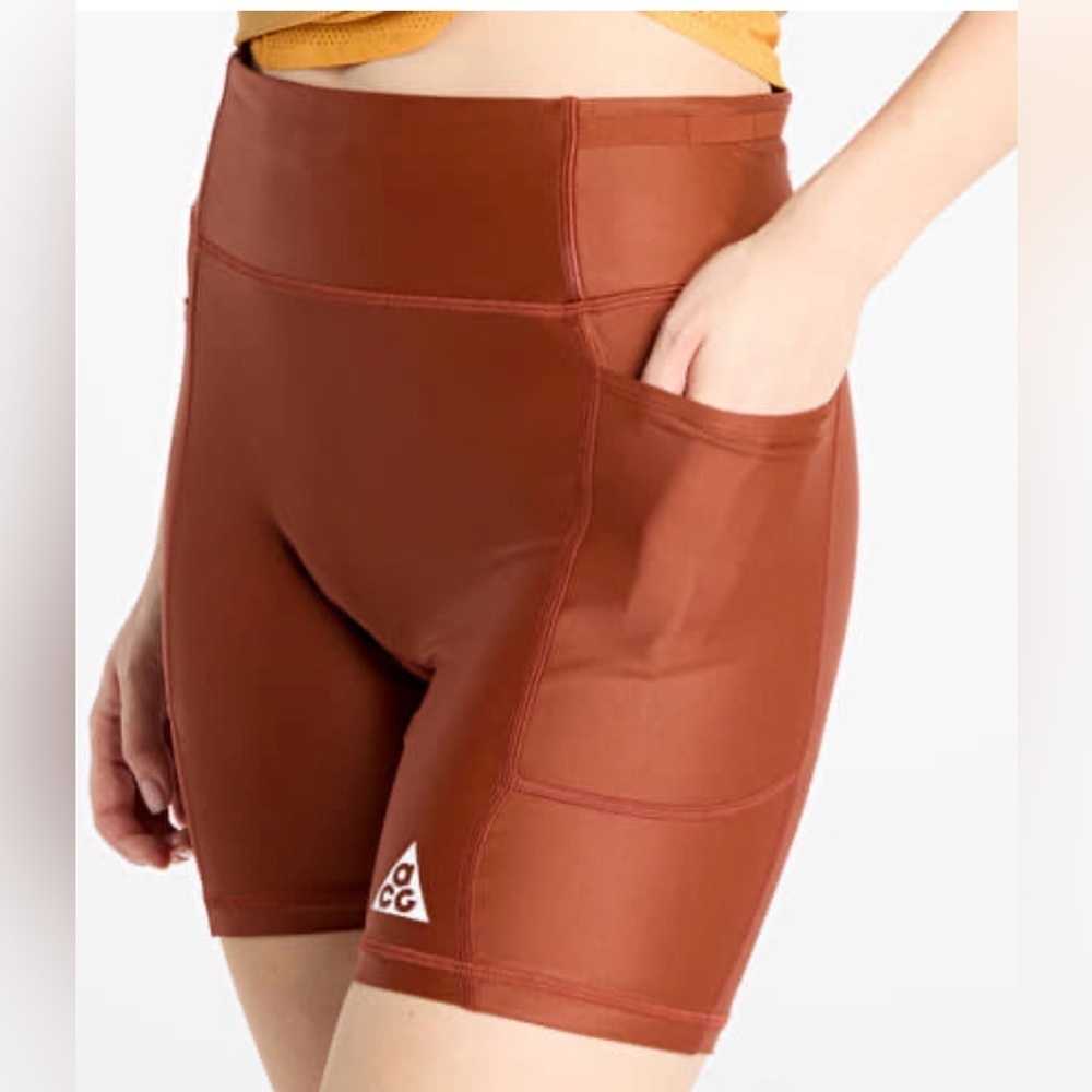 Nike ACG Trail Biker Shorts Rust Orange Hiking Running Size M NWT